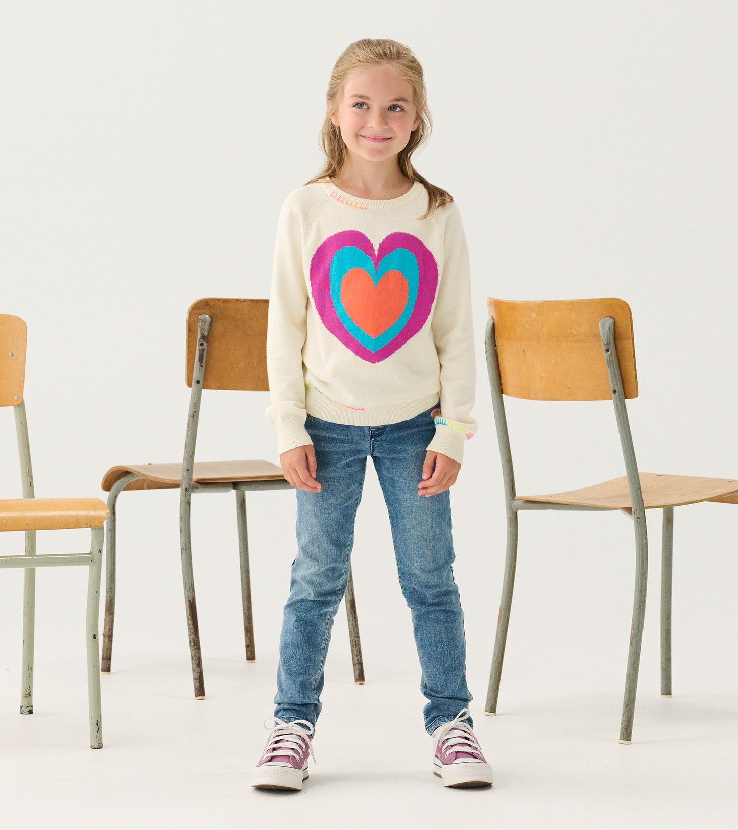 Girls Layered Hearts Sweater