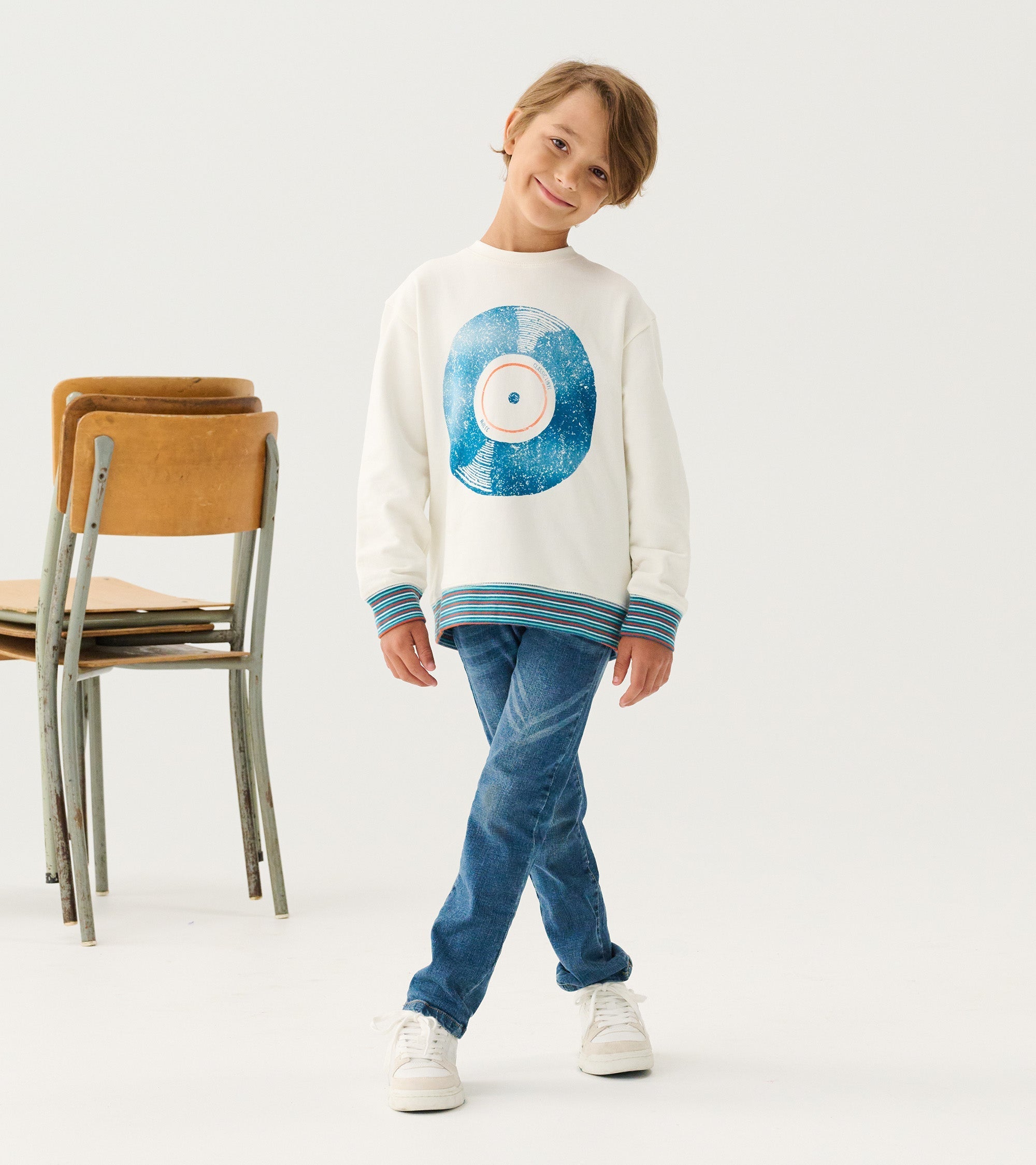 Boys Old School Vinyl Sweatshirt