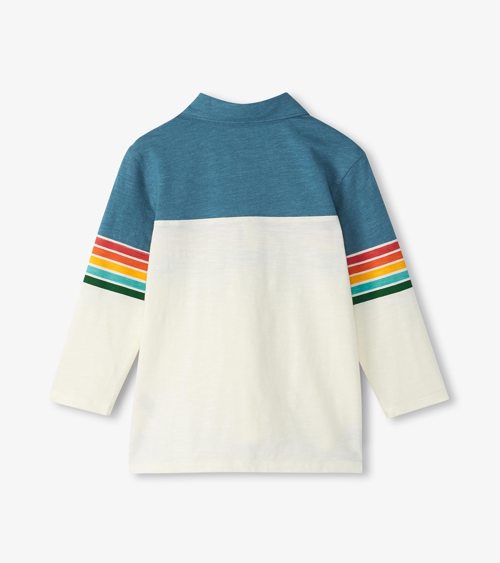 Boys Retro Stripes Long Sleeve Panelled Polo