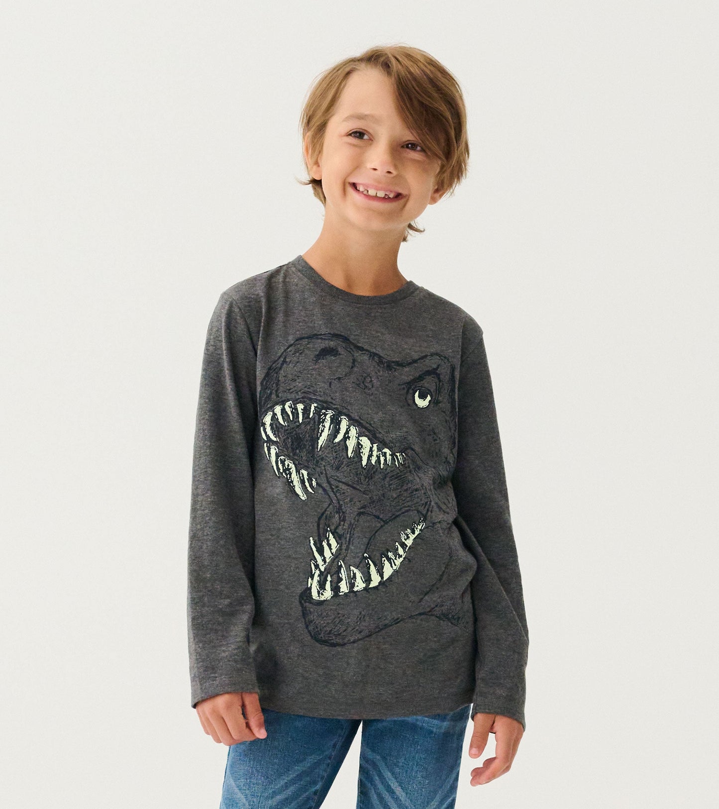 Boys T-Rex Glow in the Dark Long Sleeve T-Shirt