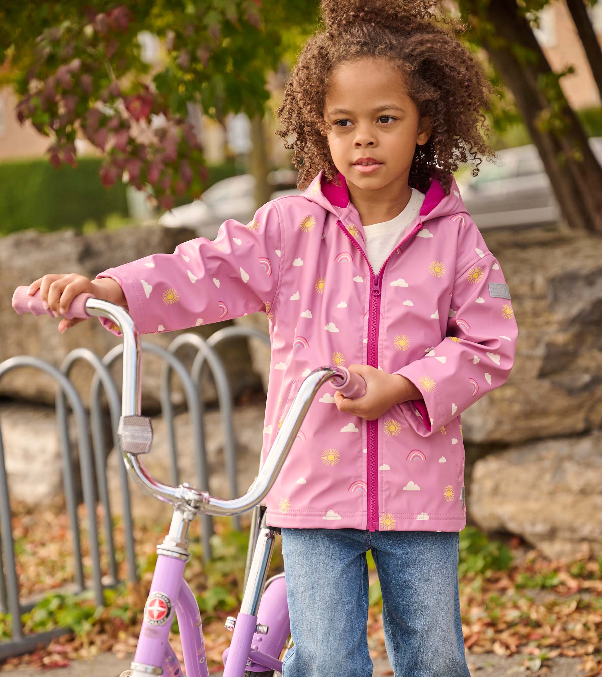 Girls Sun Charms Zip-Up Rain Jacket