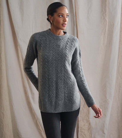 Cable Knit Tunic - Charcoal Heather