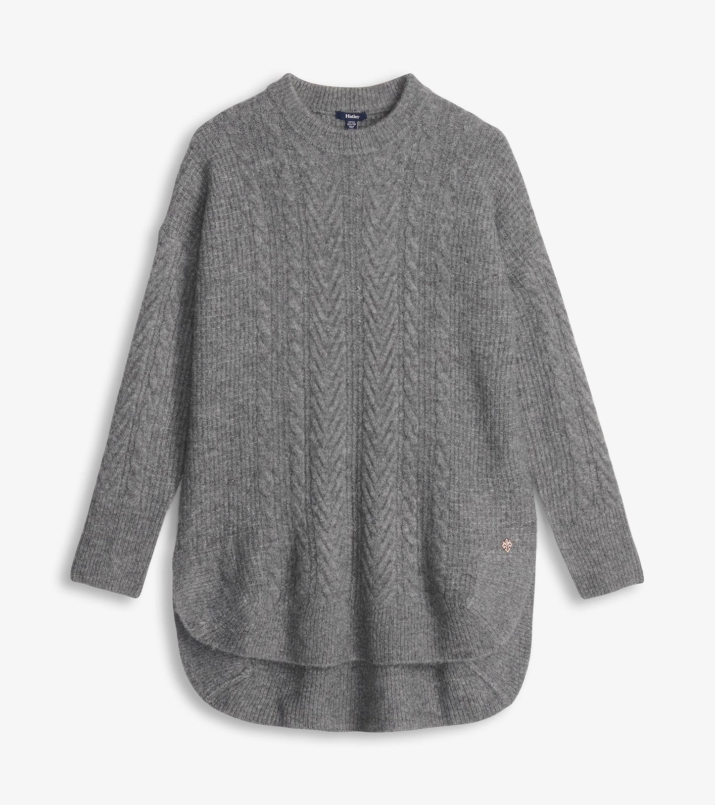 Cable Knit Tunic - Charcoal Heather