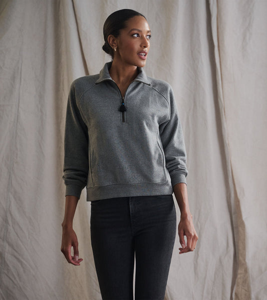 Mock Neck Pullover - Charcoal Heather