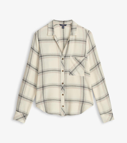 Lila Button Down - Cream Plaid