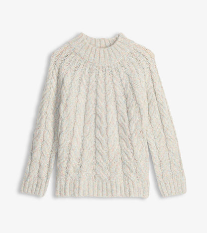 Dylan Cable Knit Sweater - Clear Rainbow