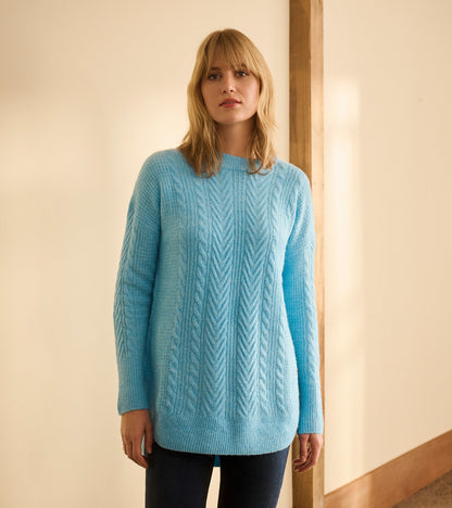 Cable Knit Tunic - Sky Blue