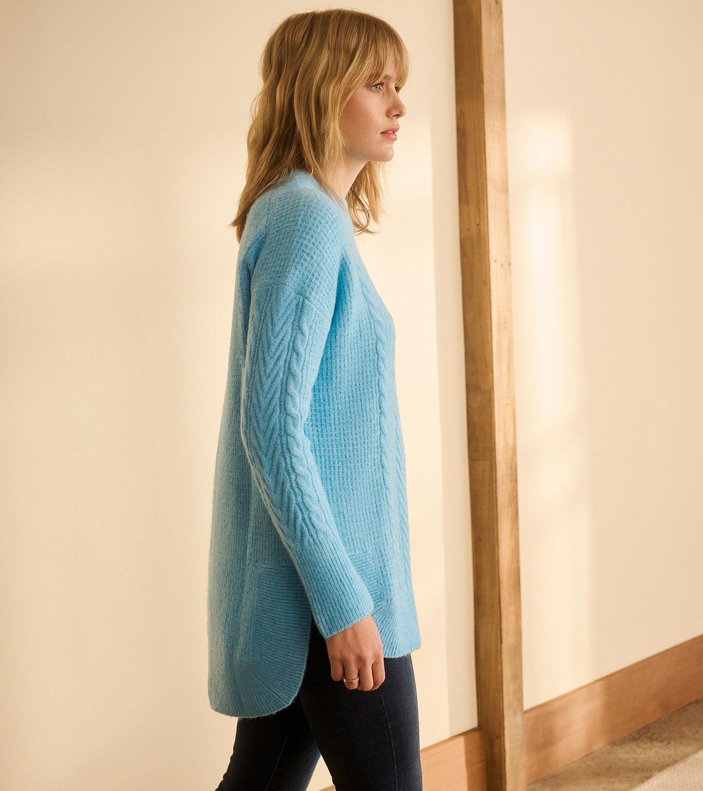 Cable Knit Tunic - Sky Blue