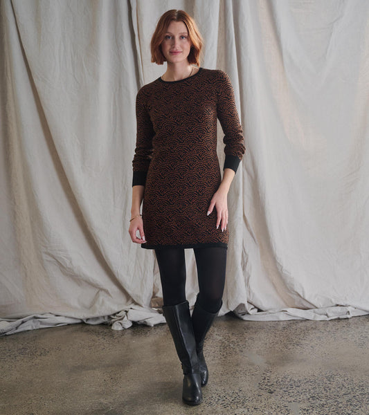 Abigail Sweater Dress - Art Deco Dots