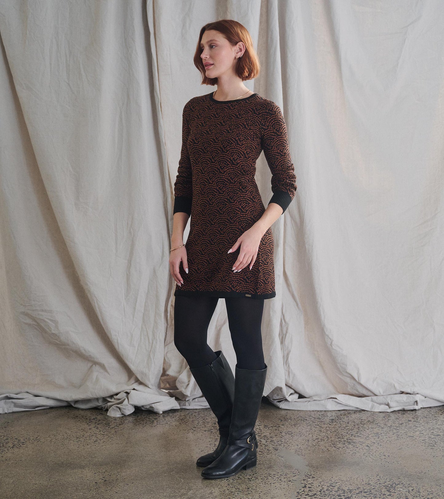 Abigail Sweater Dress - Art Deco Dots