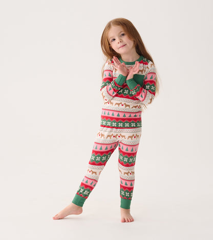 Girls Puppy Hearts Fair Isle Bamboo Pajama Set