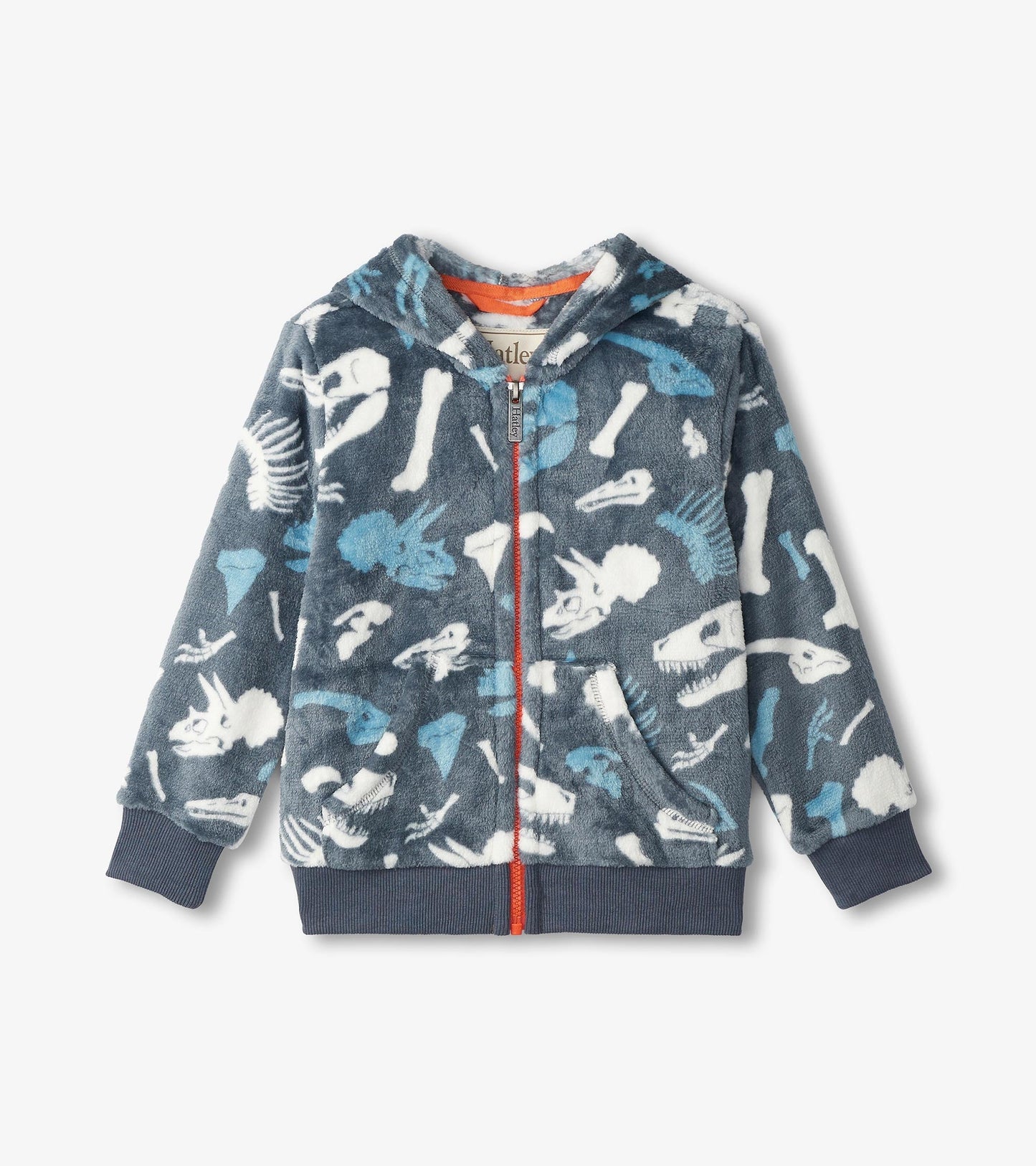 Boys Dino Fossils Fleece Zip-Up Hoodie