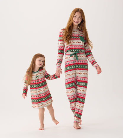 Women's Puppy Hearts Fairisle Bamboo Pajama Set