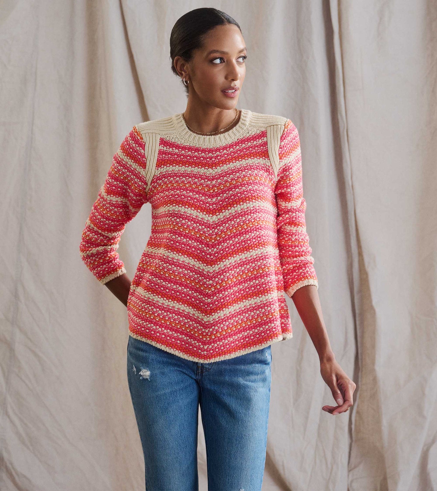 Chevron Swing Sweater - Dawn Sky Stripes