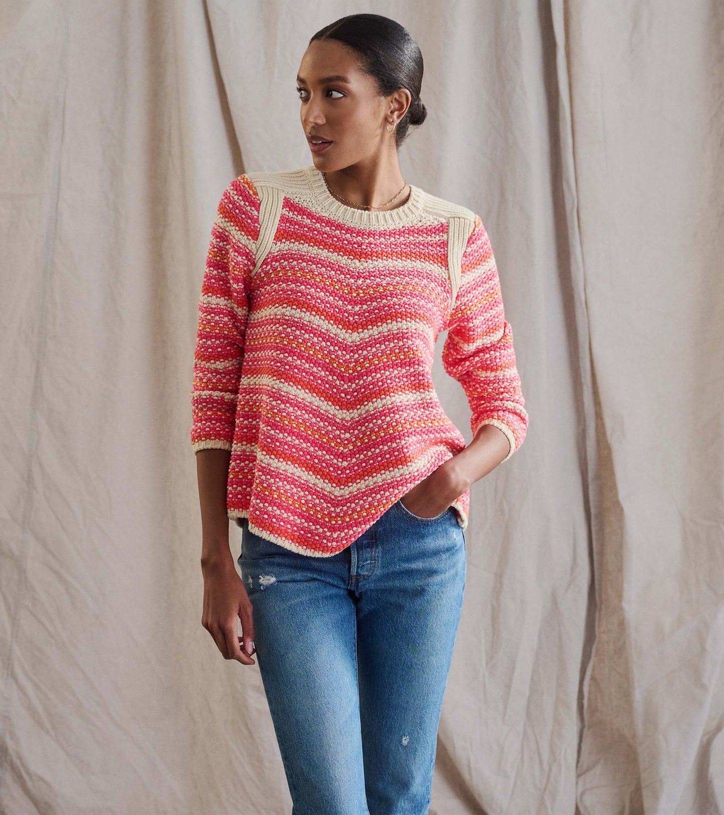 Chevron Swing Sweater - Dawn Sky Stripes