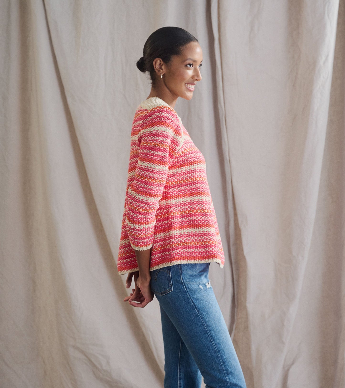 Chevron Swing Sweater - Dawn Sky Stripes