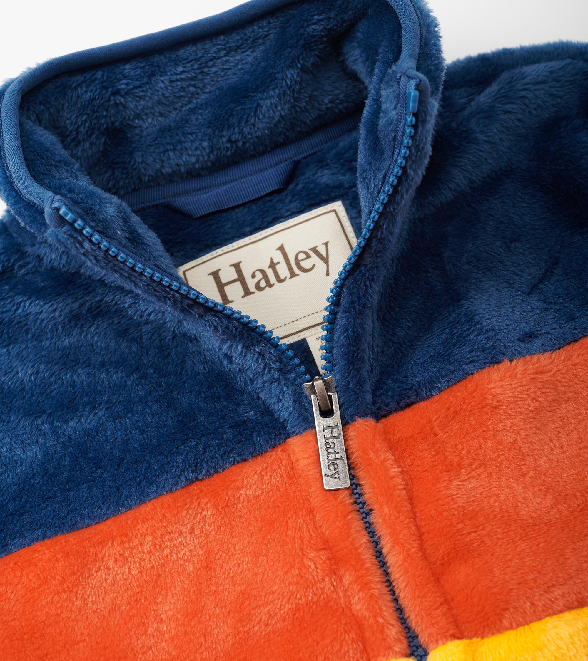 Boys Colour Block Fuzzy Fleece Zip-Up Jacket