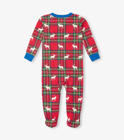 Baby Elk Plaid Cotton Footed Sleeper