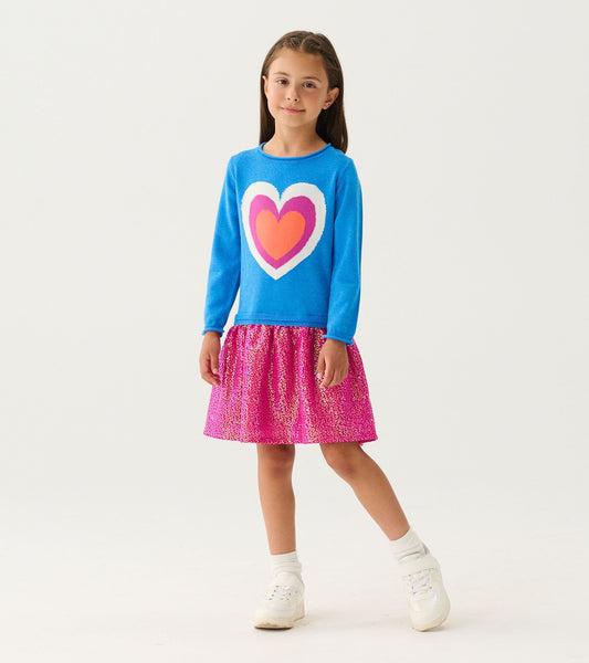 Girls Hearts Dropped Waist Sweater Dress