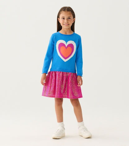 Girls Hearts Dropped Waist Sweater Dress