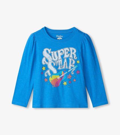 Girls Super Star Guitar Long Sleeve Graphic Tee