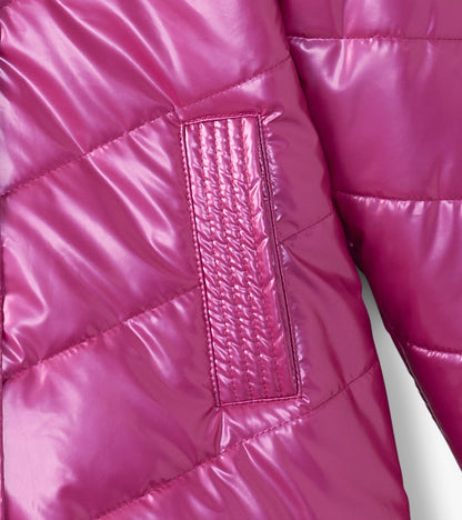 Girls Fuschia Star Puffer Jacket