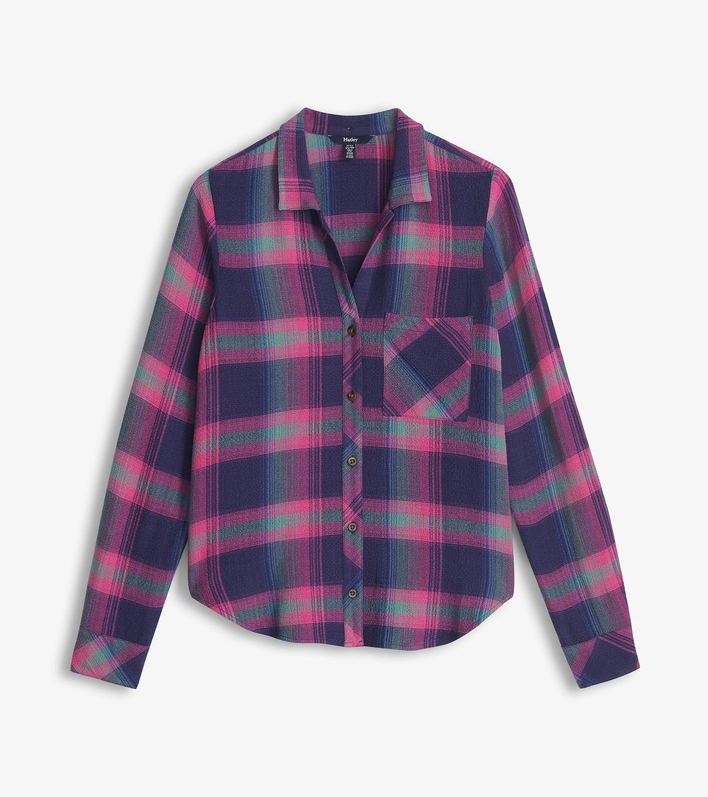 Lila Button Down - Fuchsia Plaid