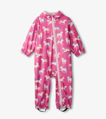 Baby Girls Folksy Unicorns Rain Suit