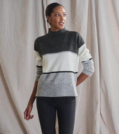 Mock Neck Tunic - Grey Block