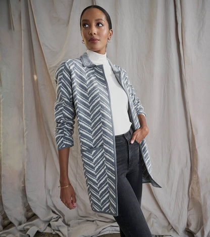 Sweater Blazer - Grey Chevron