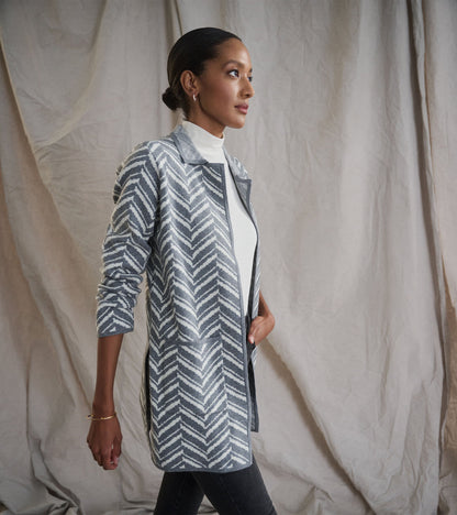 Sweater Blazer - Grey Chevron