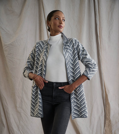 Sweater Blazer - Grey Chevron