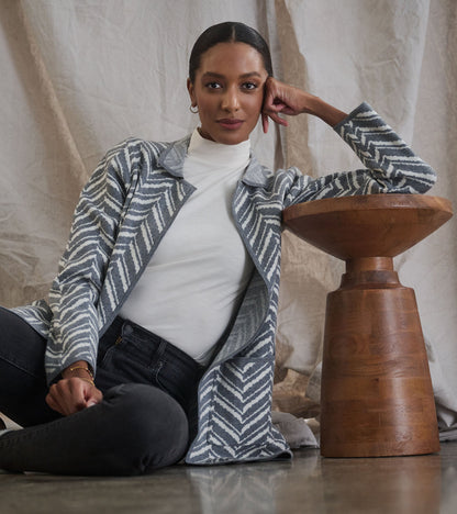 Sweater Blazer - Grey Chevron