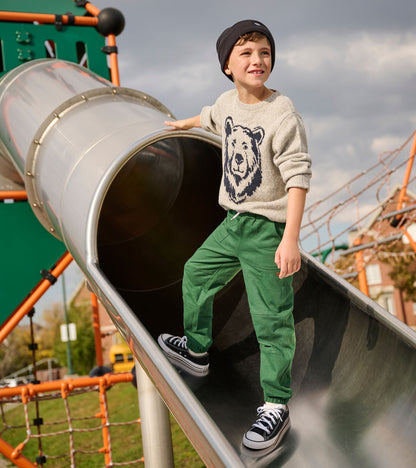 Boys Charcoal Bear Crew Neck Sweater