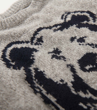 Boys Charcoal Bear Crew Neck Sweater