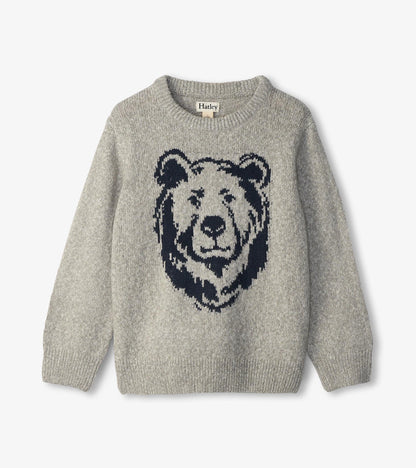 Boys Charcoal Bear Crew Neck Sweater