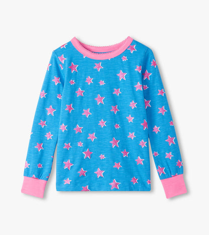 Girls Glitter Stars Pajama Set