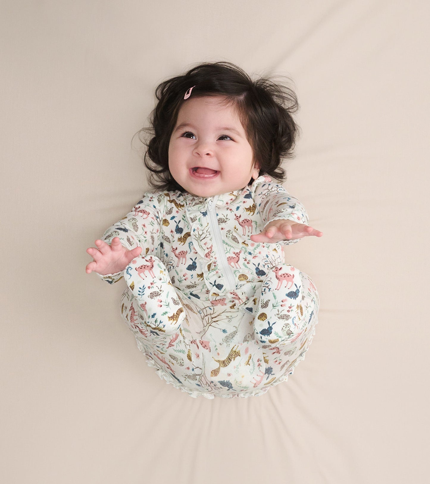 Baby Girls Happy Forest Ruffle Bum Bamboo Sleeper