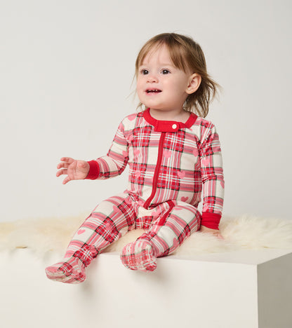 Baby Plaid Hearts Cotton Footed Sleeper