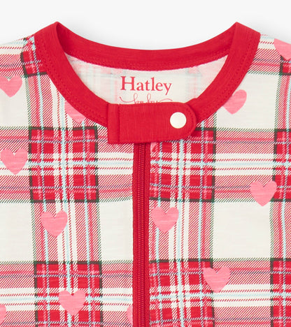 Baby Plaid Hearts Cotton Footed Sleeper