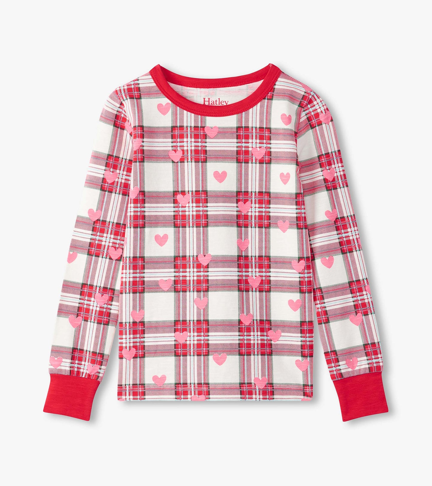 Girls Plaid Hearts Pajama Set