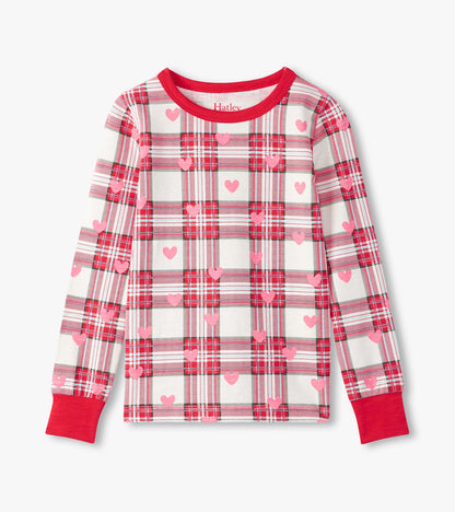 Girls Plaid Hearts Pajama Set