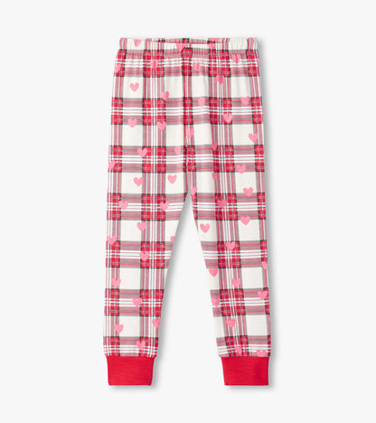 Girls Plaid Hearts Pajama Set