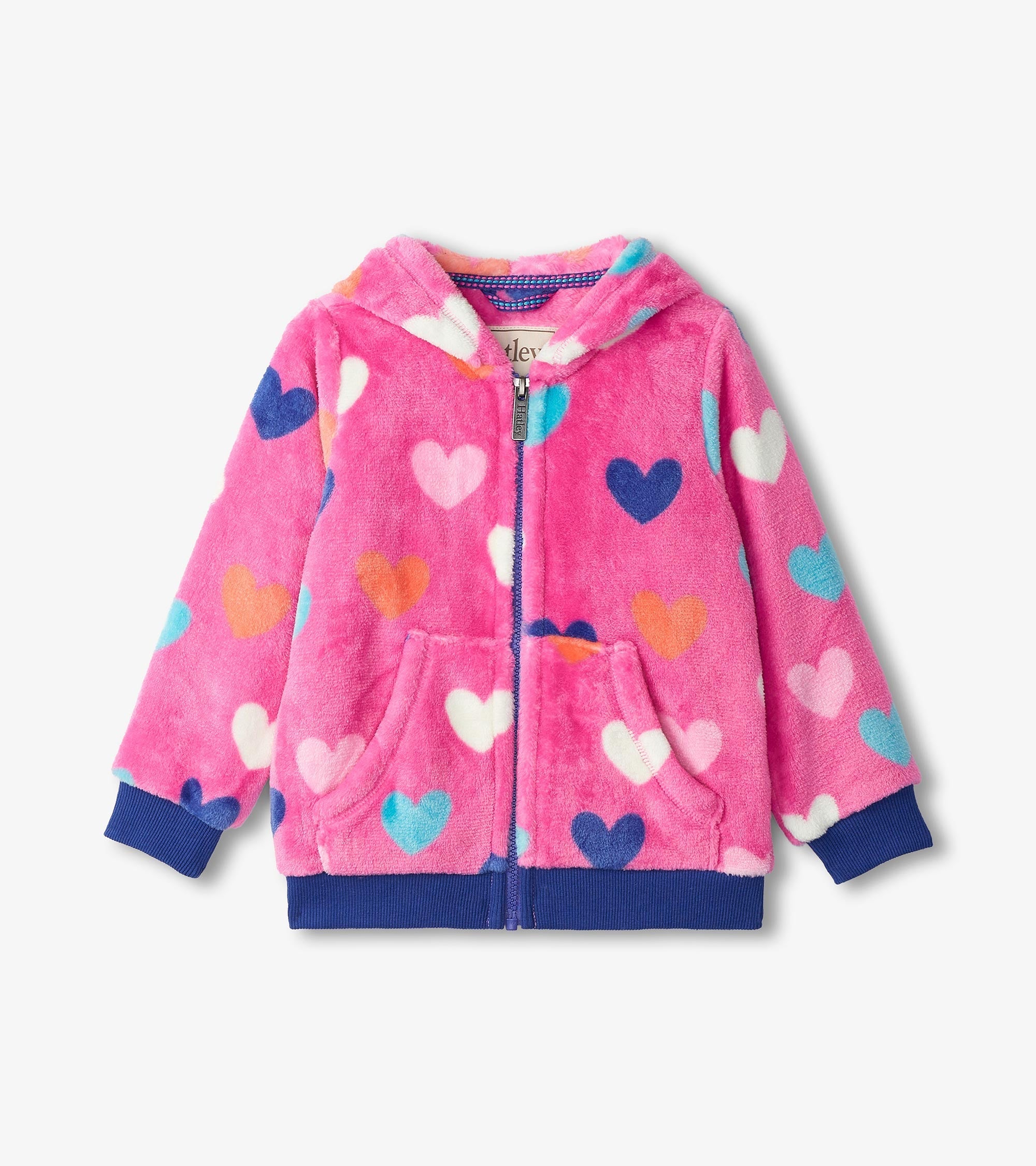 Girls Hearts Fleece Zip-Up Hoodie