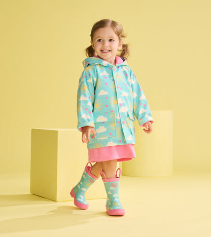 Baby & Toddler Girls Happy Skies Button-Up Rain Jacket