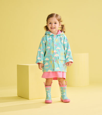 Baby & Toddler Girls Happy Skies Button-Up Rain Jacket