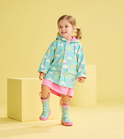 Baby & Toddler Girls Happy Skies Button-Up Rain Jacket