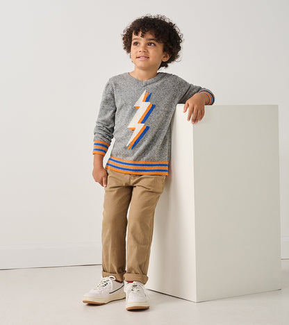 Boys Lightning Bolt V-Neck Sweater