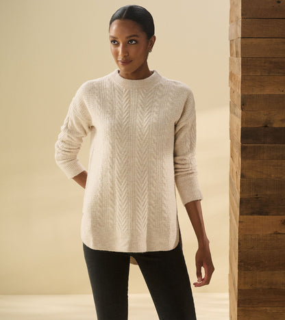 Cable Knit Tunic - Oatmeal Heather