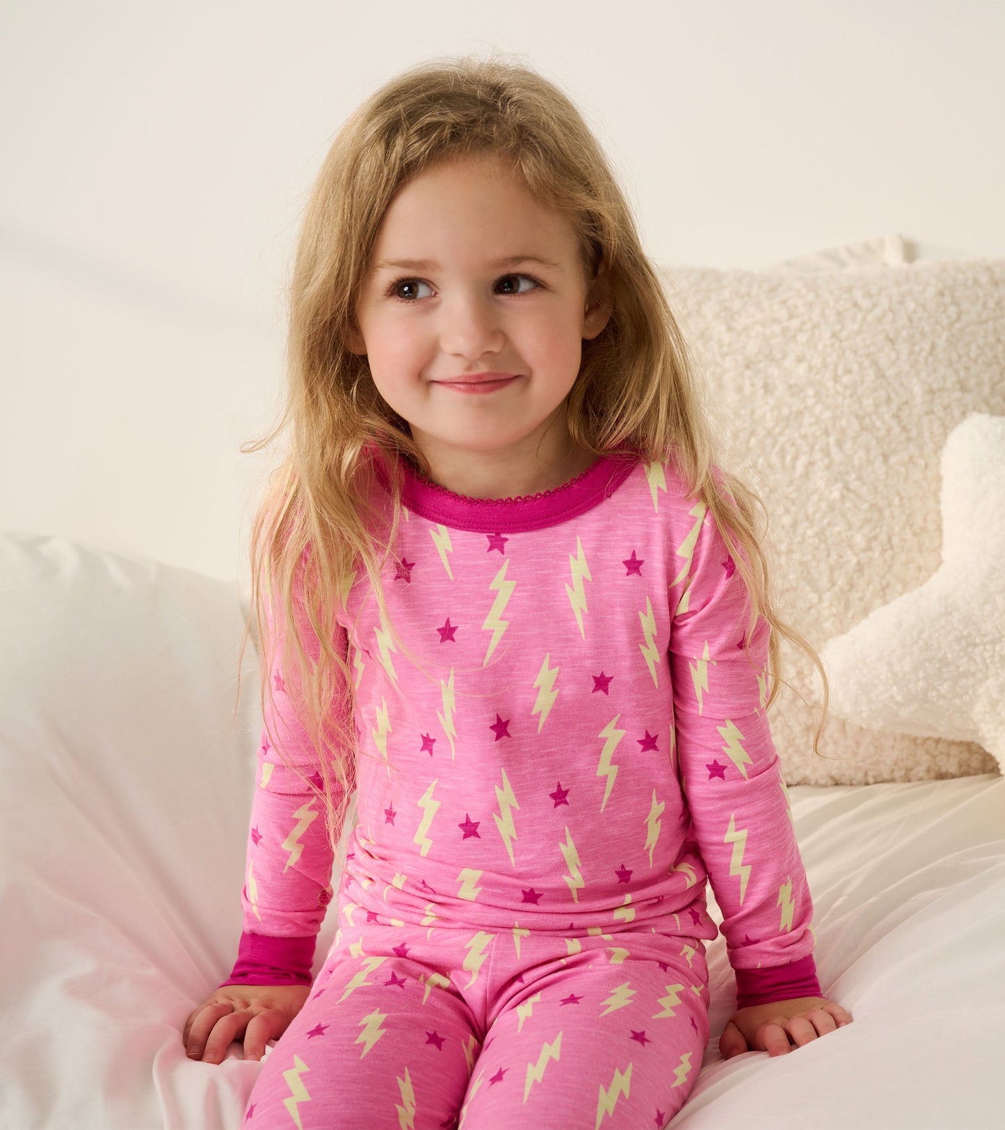 Girls Lightning Bolts & Stars Pajama Set